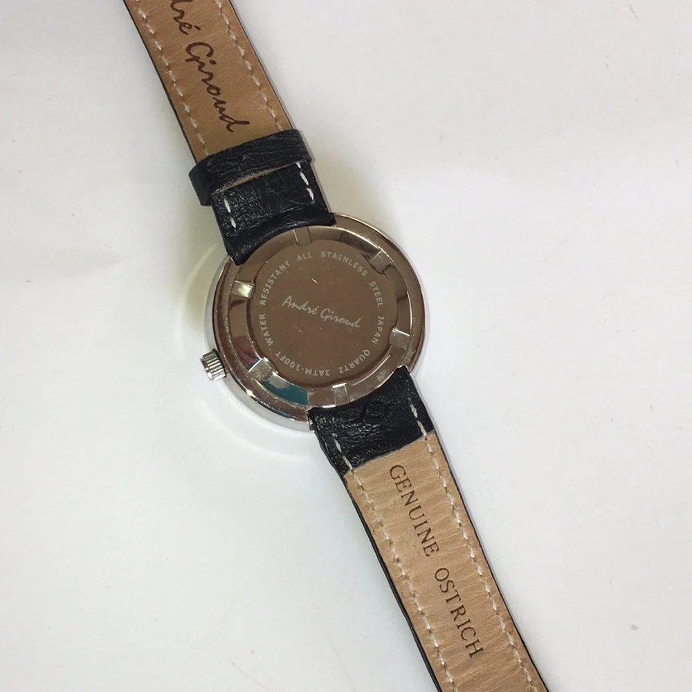 Andre Giroud Floating Diamond Black Ostrich Watch